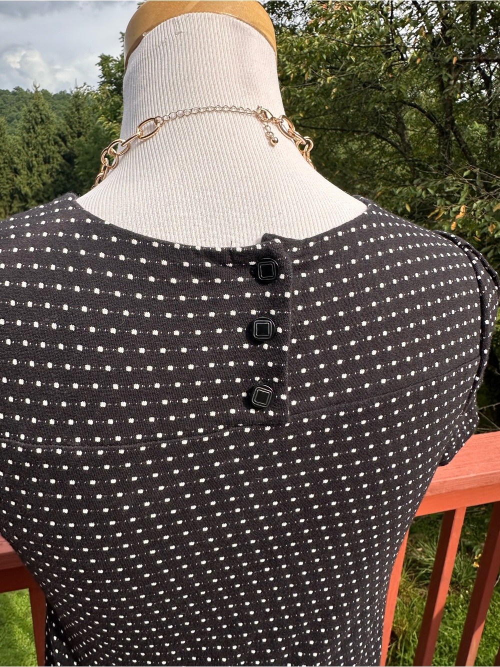 Maeve Anthropologie Black Polka Dot Mini Shift Dress - Picture 5 of 6